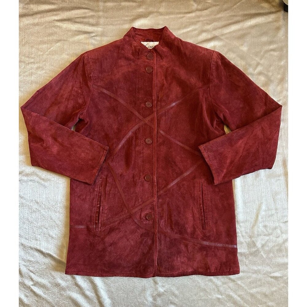 Vintage Suede Leather Red Jacket Womens Small Coat Linea Louis Dell Olio